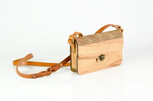 wood and leather handbag