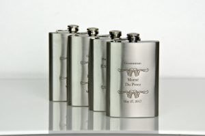 stainless steel hipflasks engraved for wedding